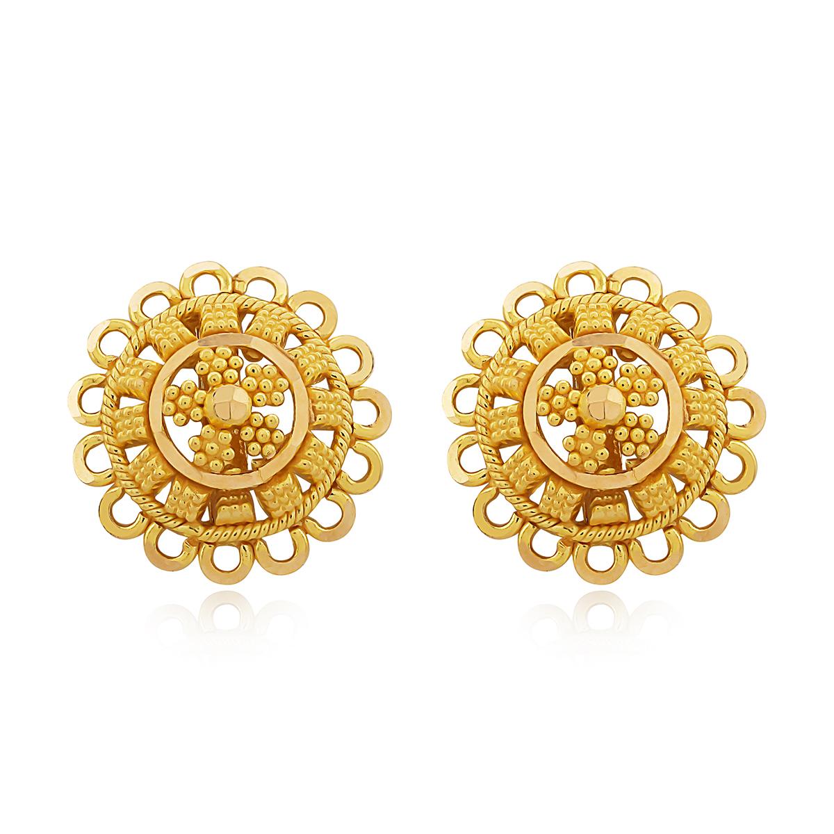  Gold Petal Stud Earrings Small Image