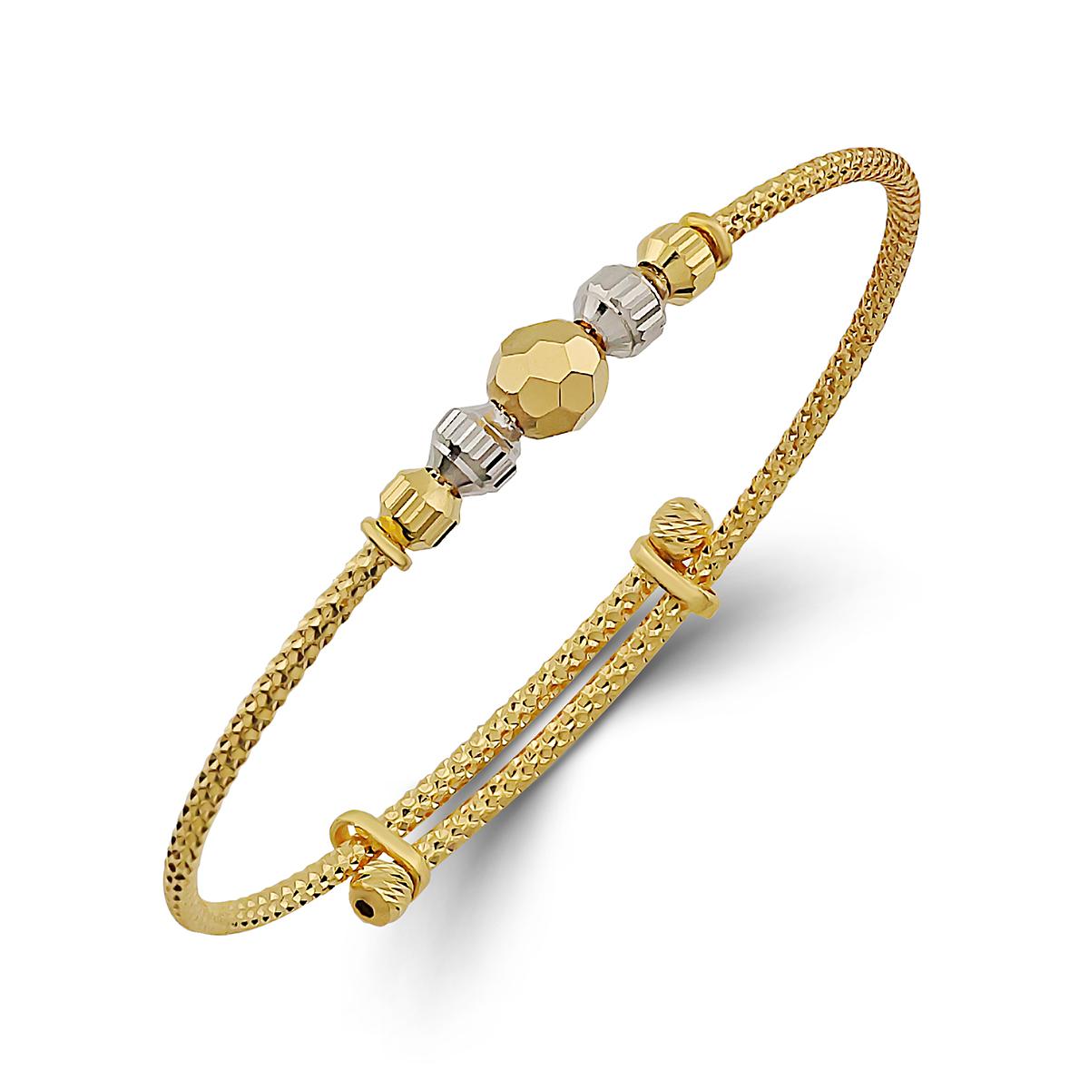 Singapore Sparkle Cut Adjustable Baby Bangle With Rhodium Image