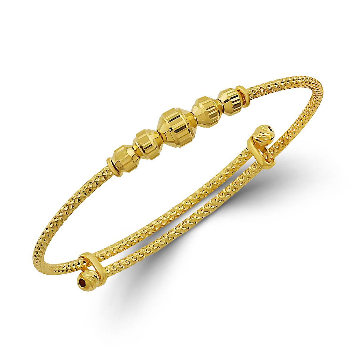 Singapore Sparkle Cut Adjustable Baby Bangle With Diamond Cut Beads Image