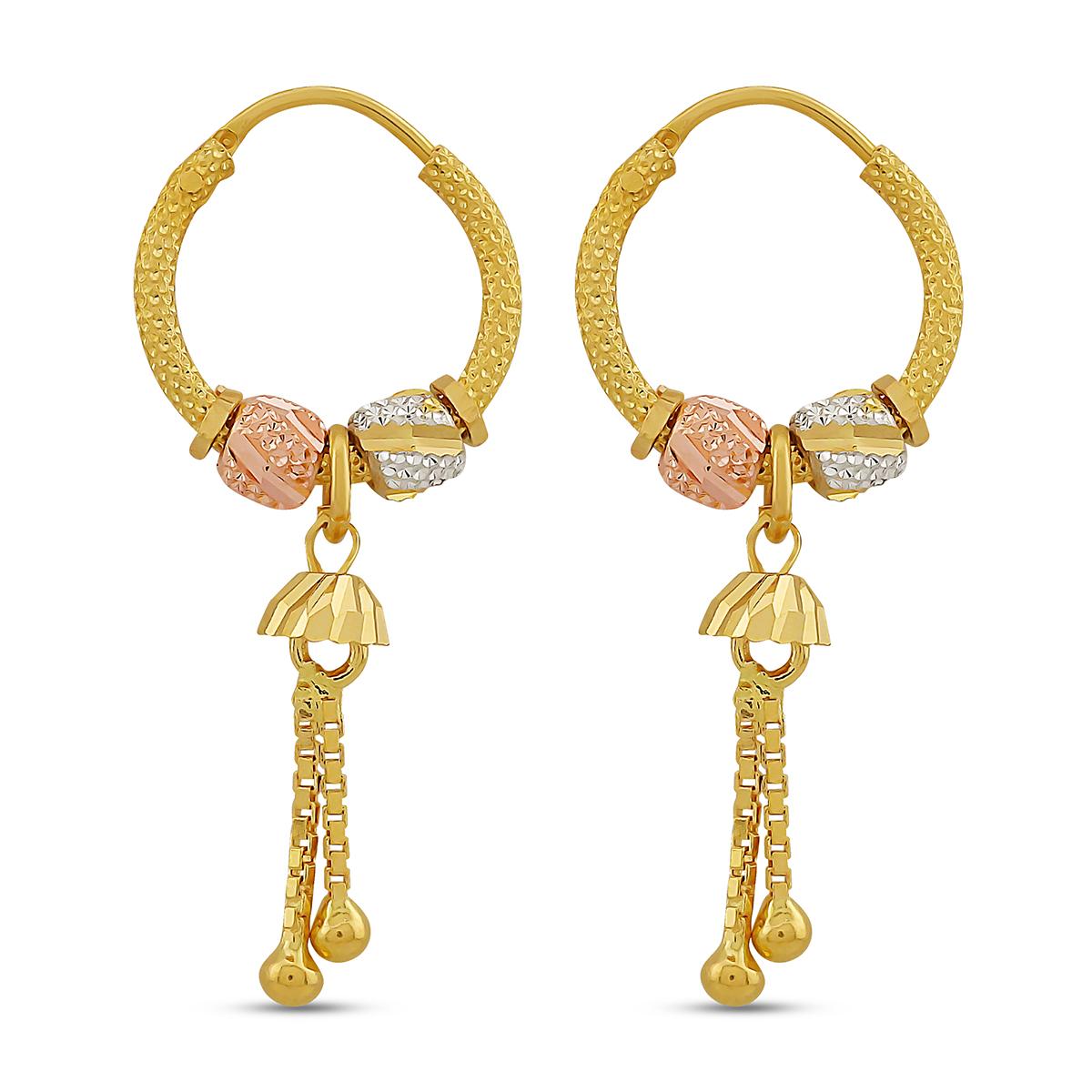 Tri Colour Sparkle Cut Hoops With Insert Closure Image