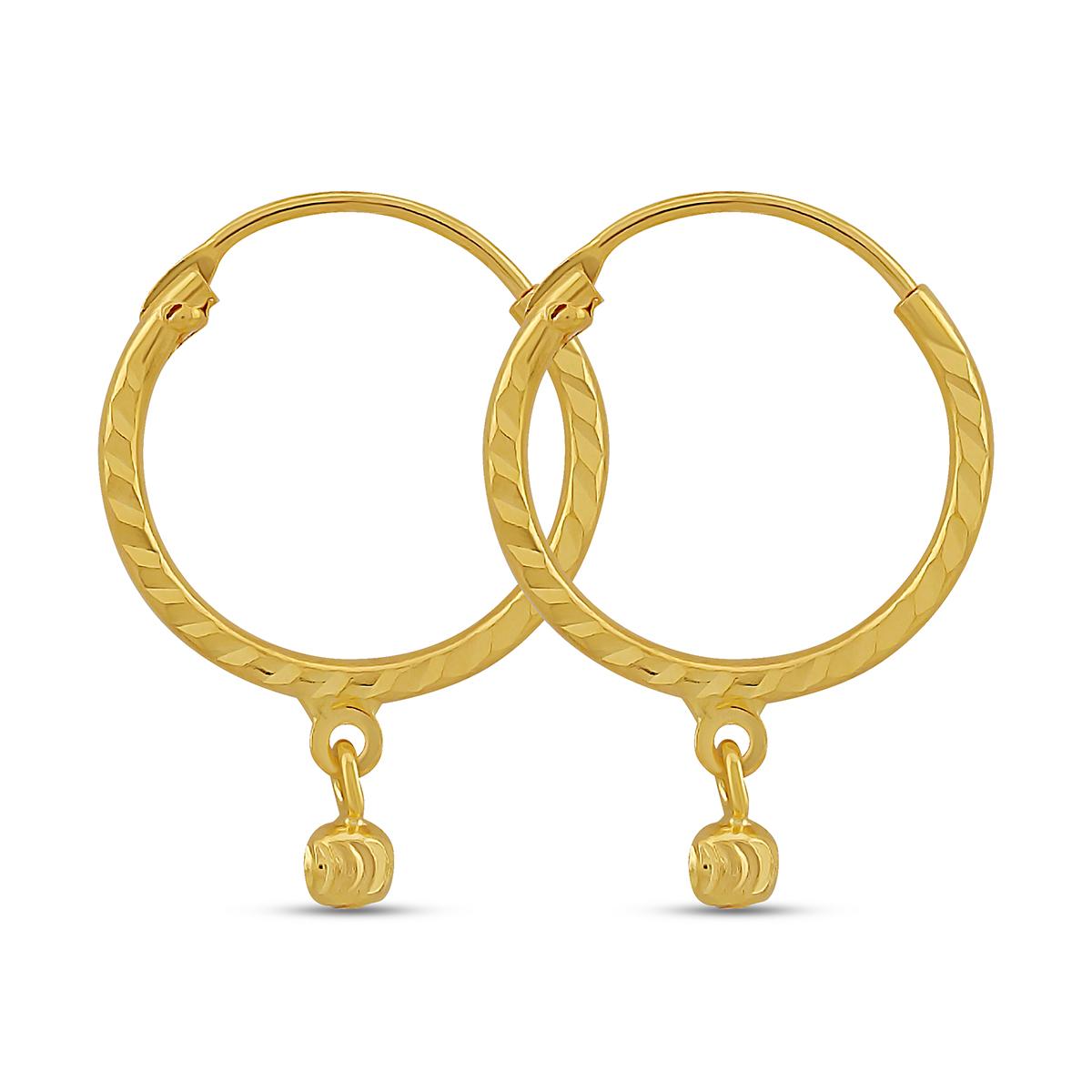 Single Tassel Daily Wear Diamond Cut Hoops Image