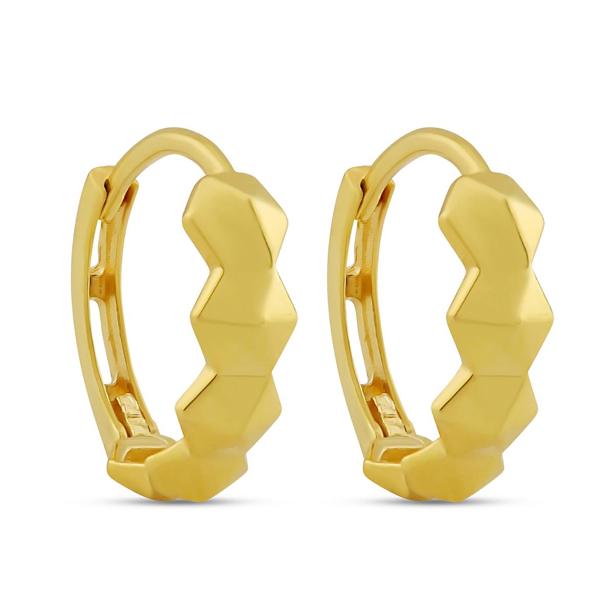 Hollow Back Faceted Golden Huggies With Click Lock Image
