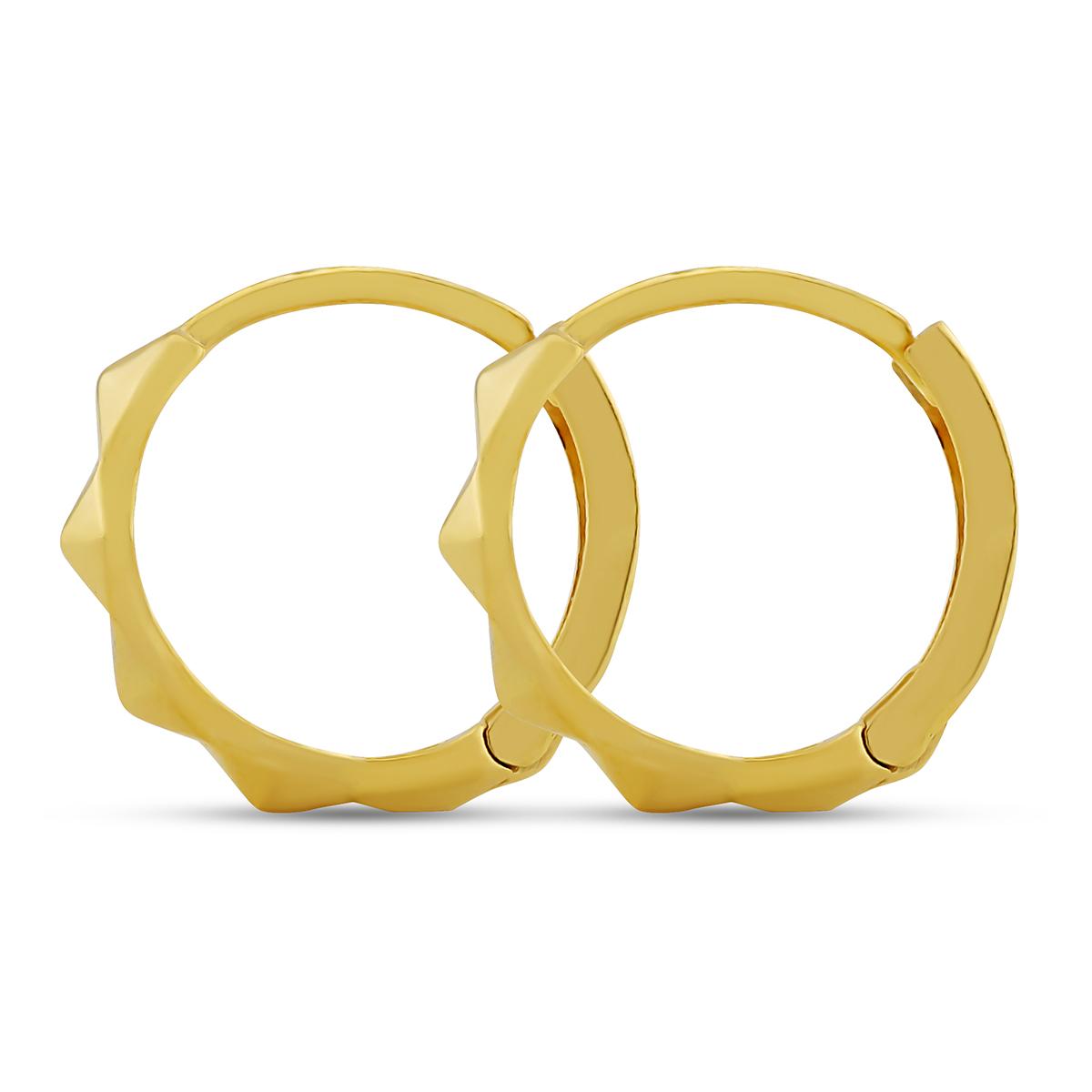 Hollow Back Faceted Golden Huggies With Click Lock