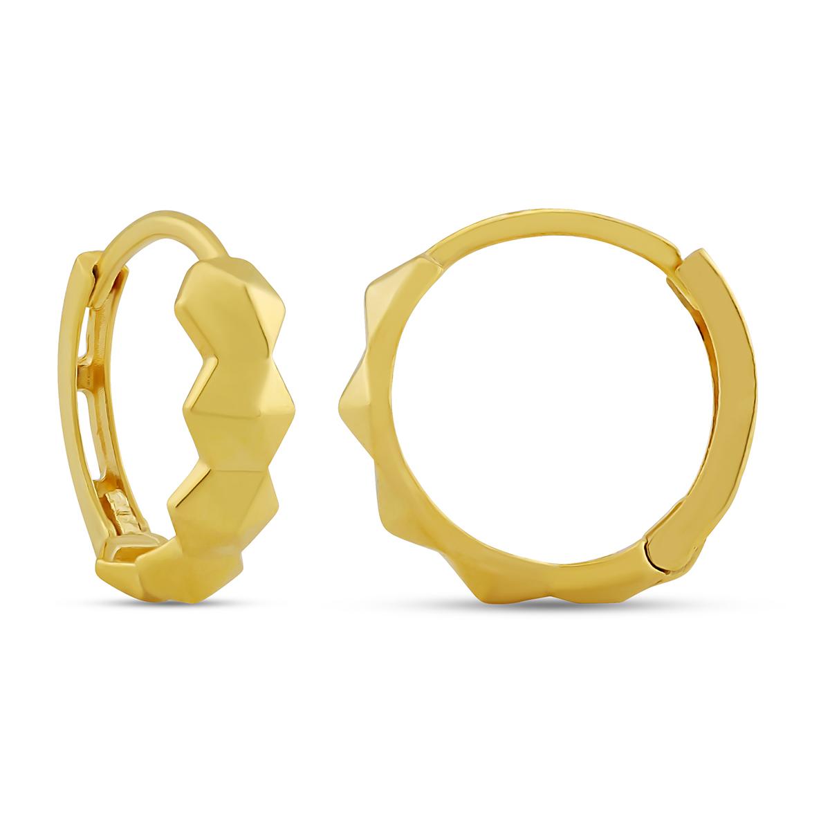 Hollow Back Faceted Golden Huggies With Click Lock