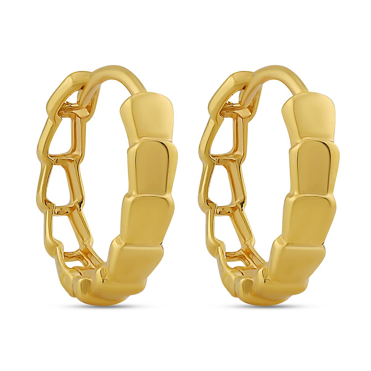 Hollow Back Ridge Design Gold Huggies With Click Lock Image