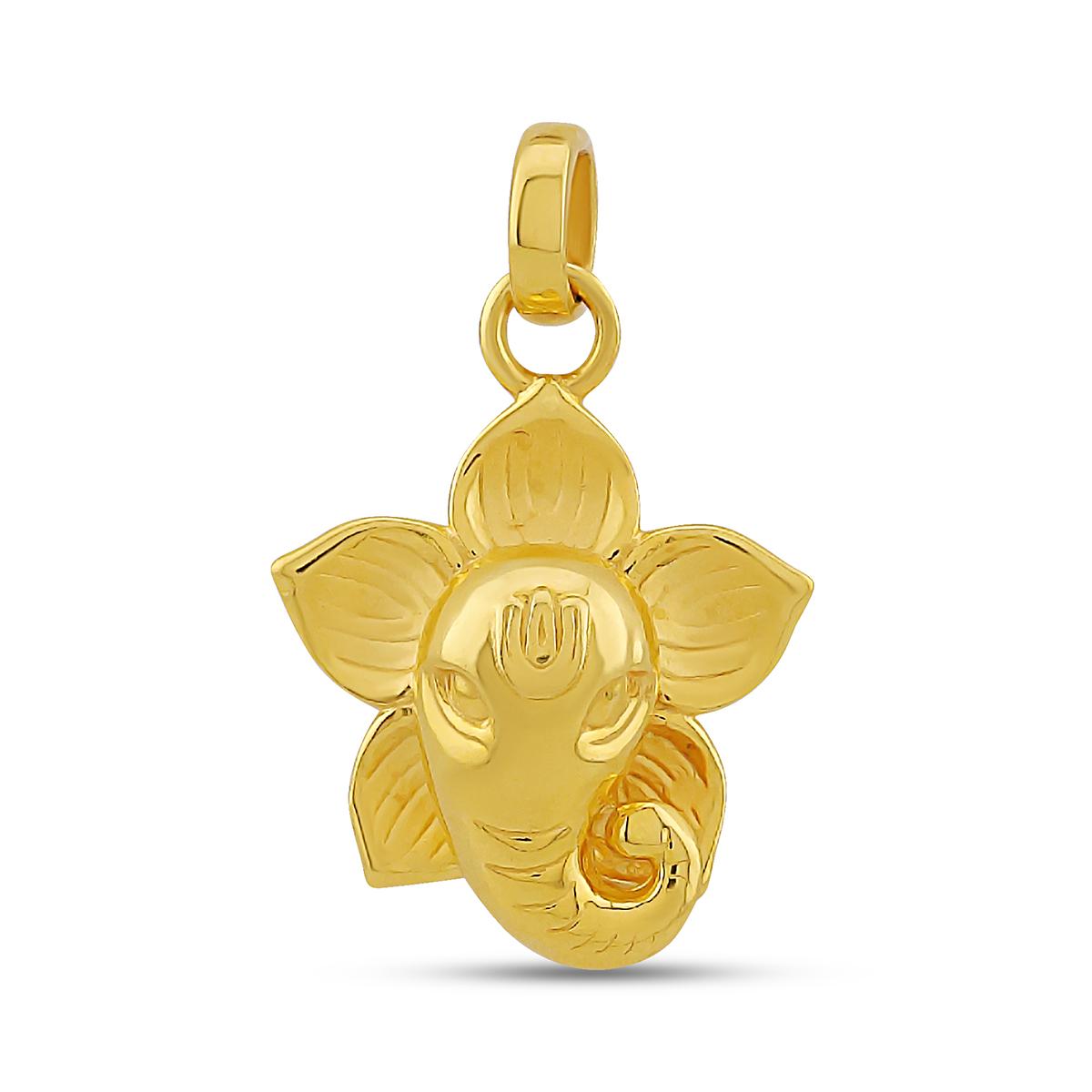 22ct Gold Floral Ganesha Pendant Image