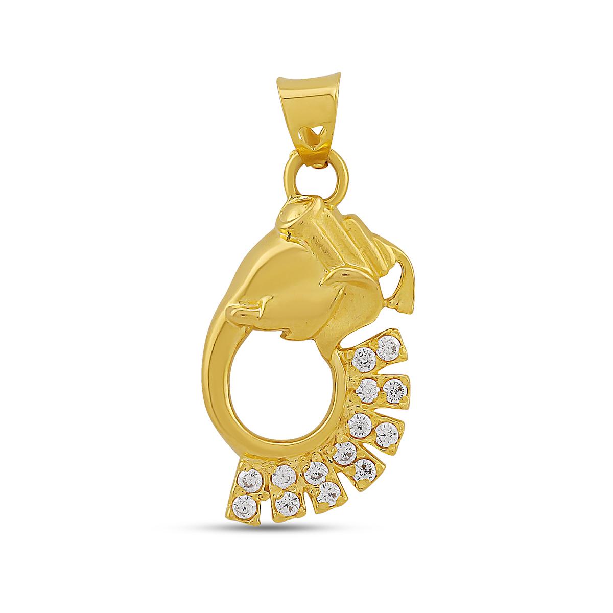 22ct Gold CZ Stone Ganesha Pendant Image