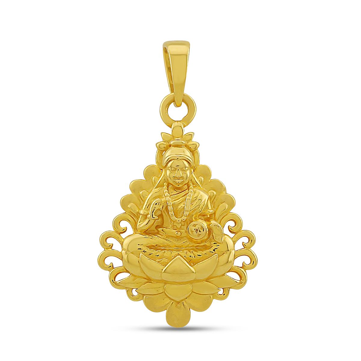 22ct Gold Floral Halo Lakshmi Pendant Image