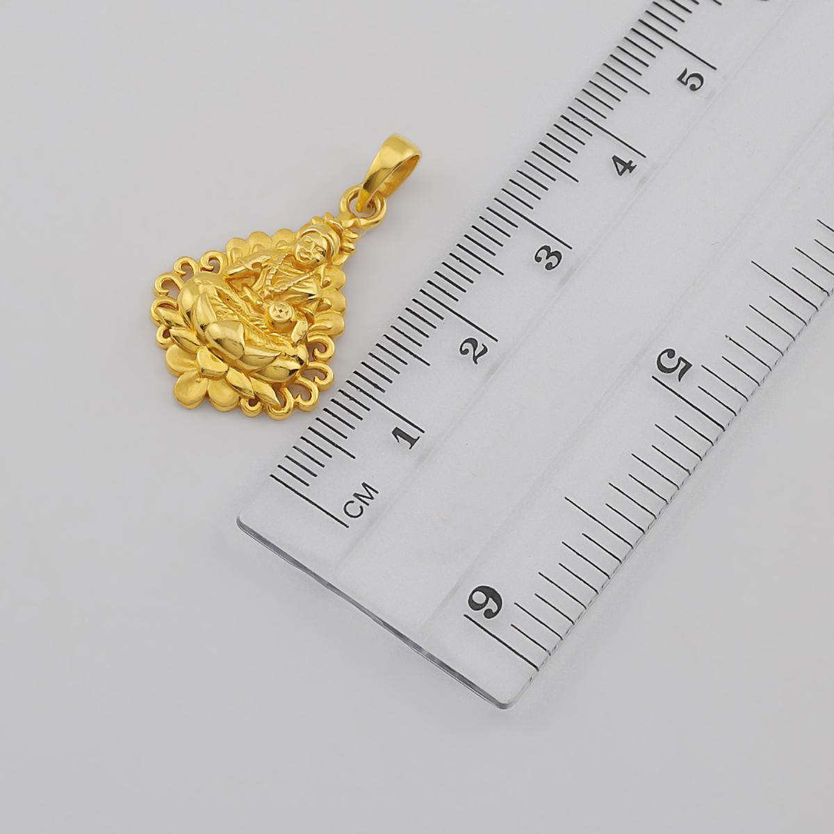 22ct Gold Floral Halo Lakshmi Pendant 