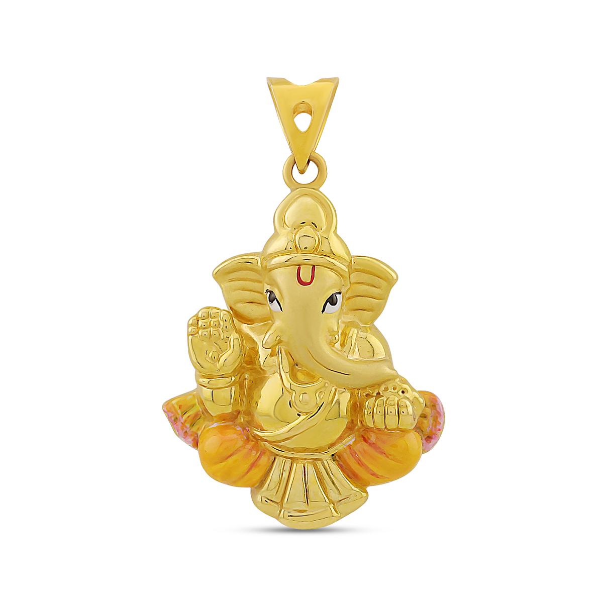 22ct Gold Radiant Enamelled Ganesha Pendant Image