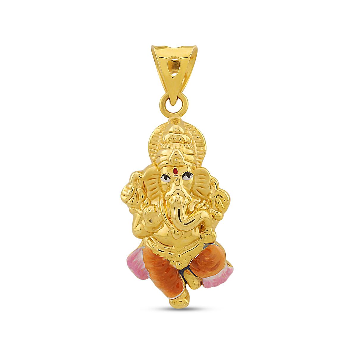 22ct Gold Majestic Enamelled Ganesha Pendant Image