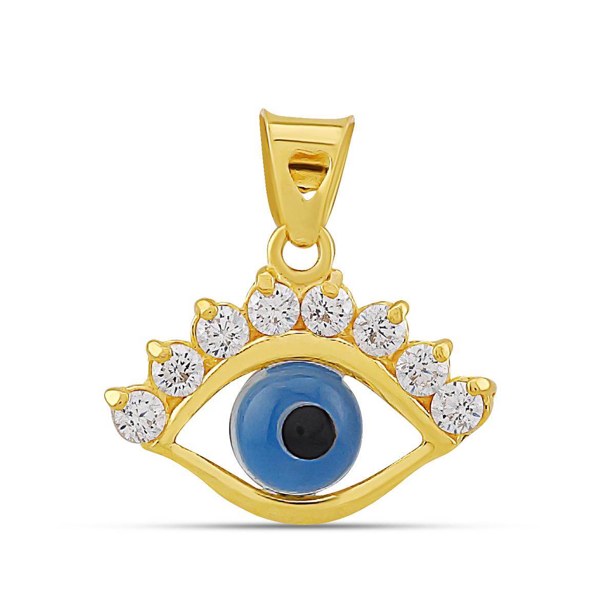 22ct Gold Cz Halo Evil Eye Pendant Image