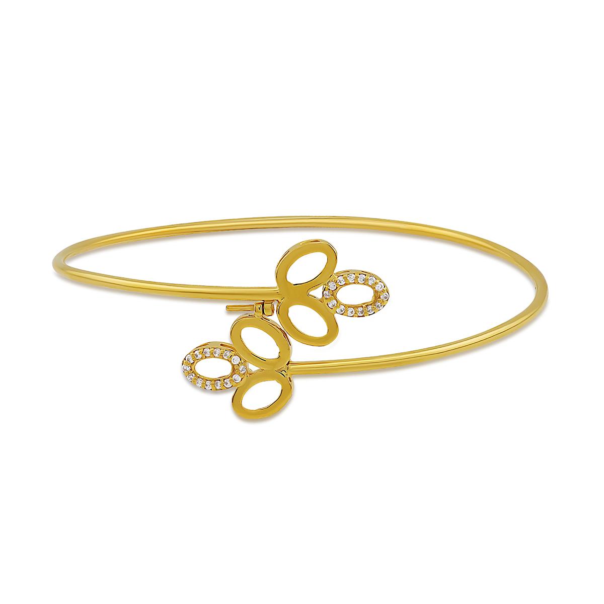 Gold Double Petal Single Bangle 