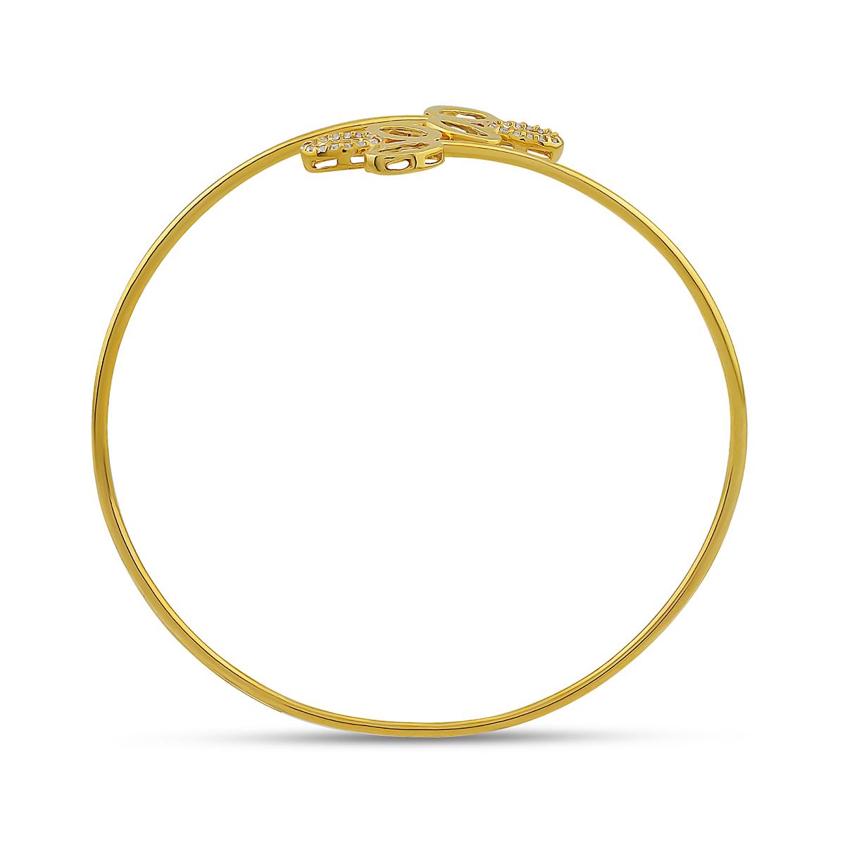 Gold Double Petal Single Bangle 