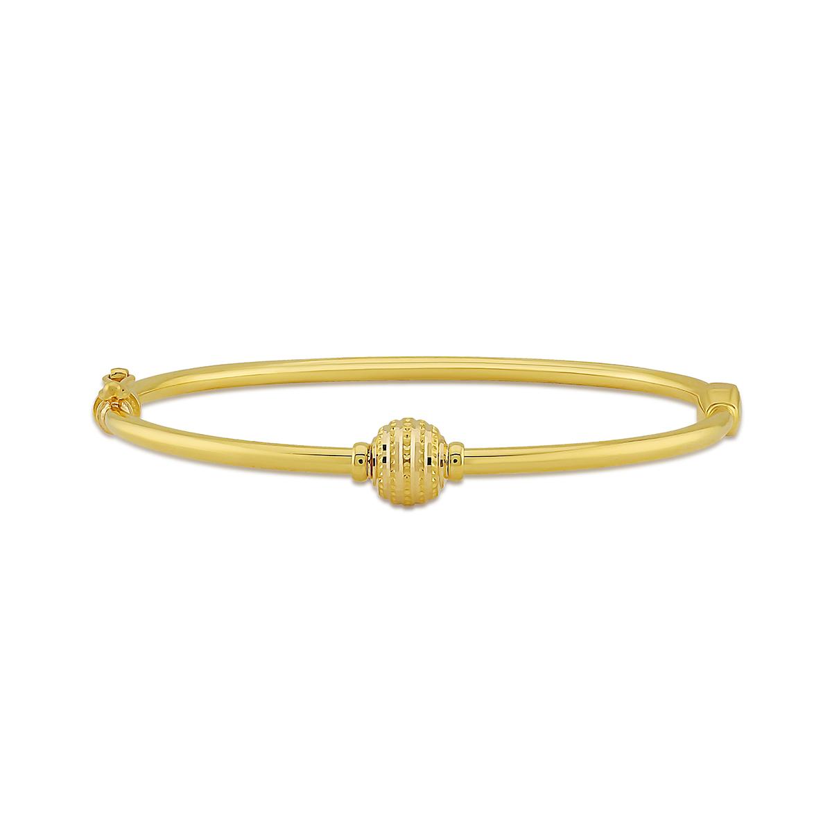 Gold Track Cut Design Single Bangle 