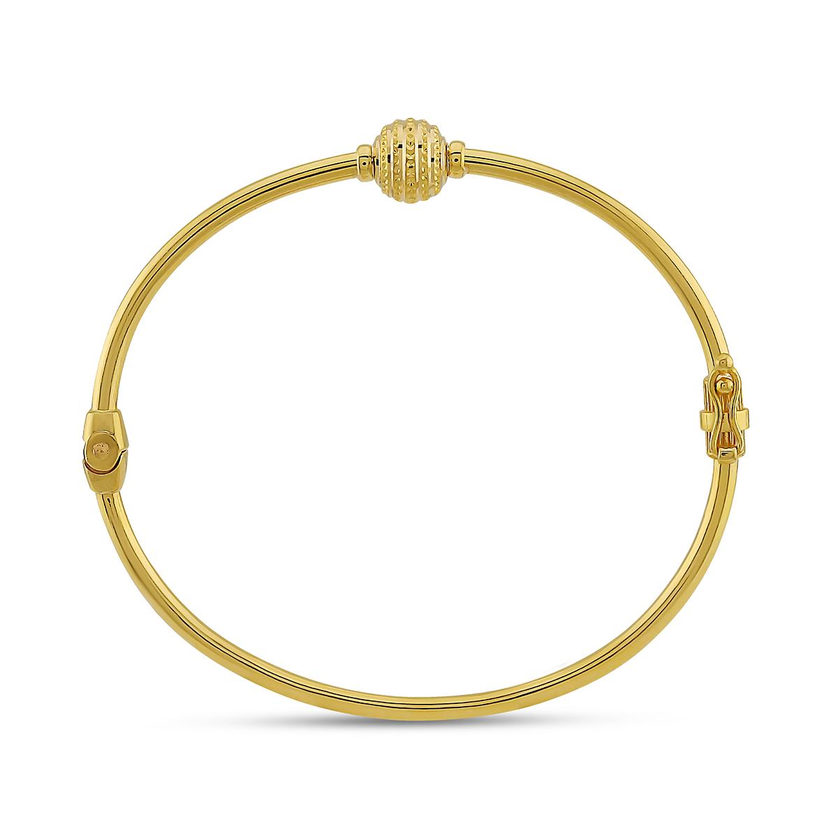 Gold Track Cut Design Single Bangle 