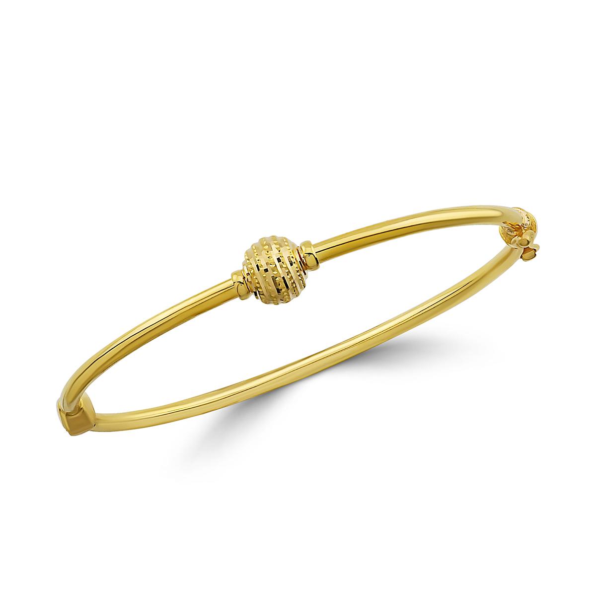 Gold Track Cut Design Single Bangle Image