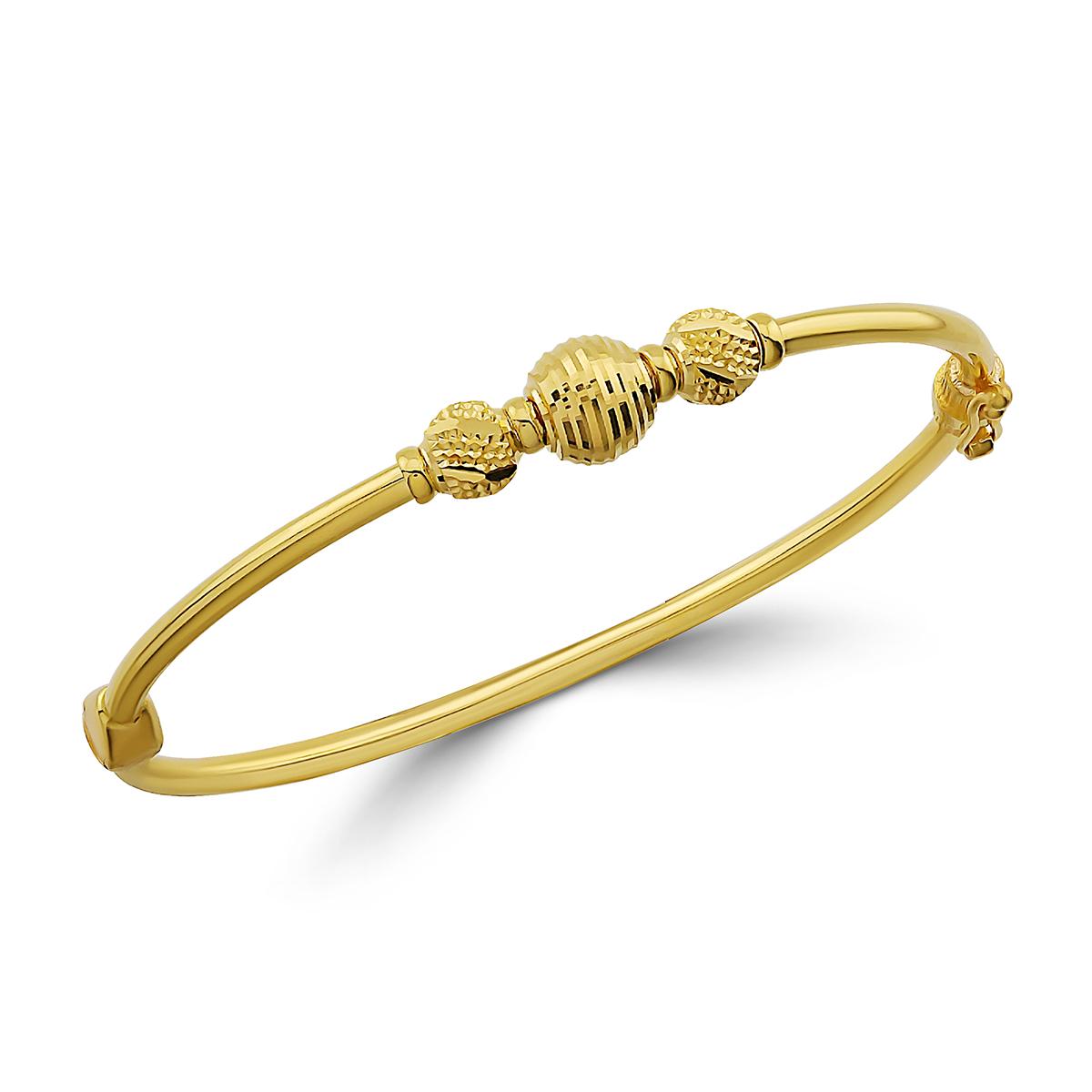 Gold Triple Ball Design Single Bangle Image