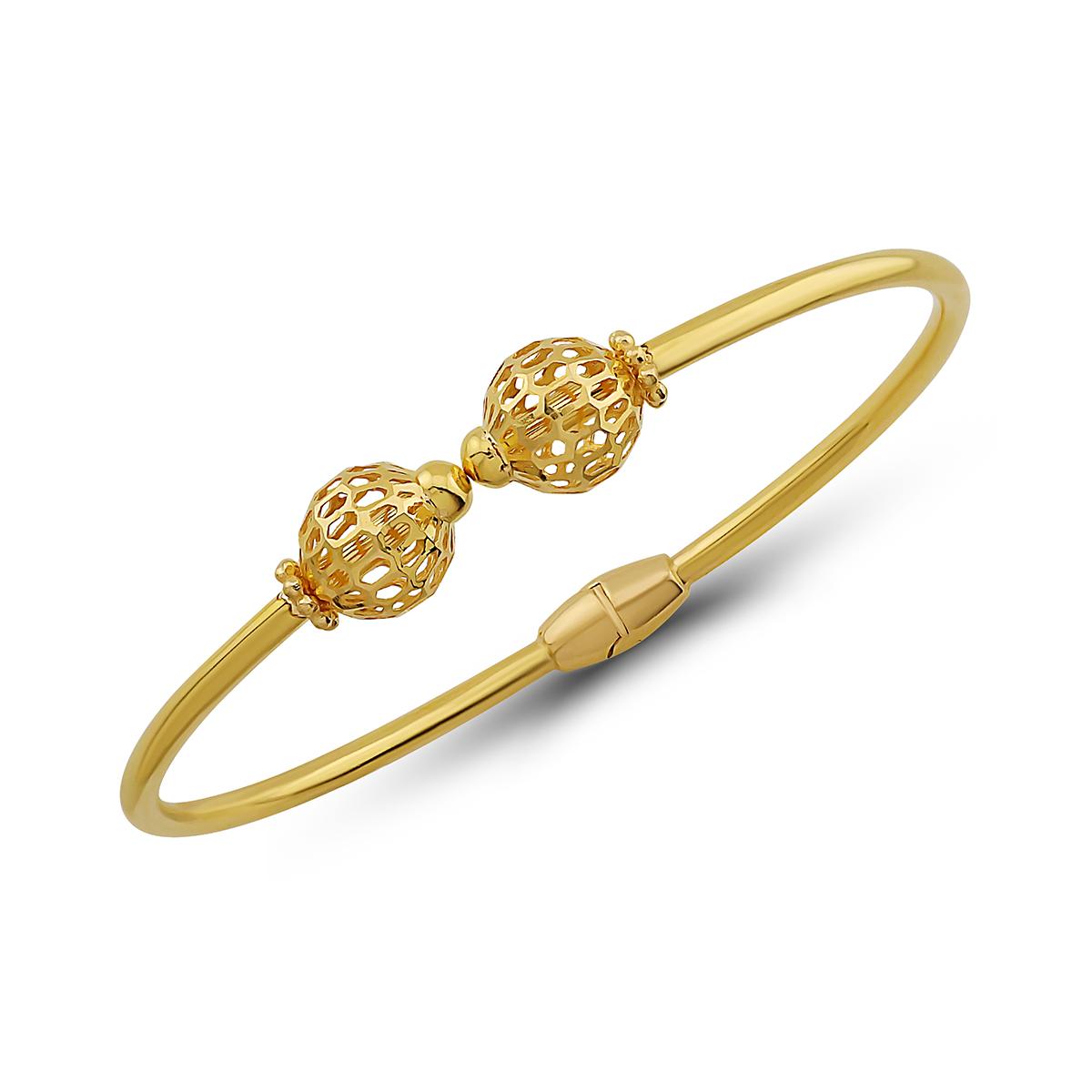 Hollow Gold Double Bead Single Bangle Image