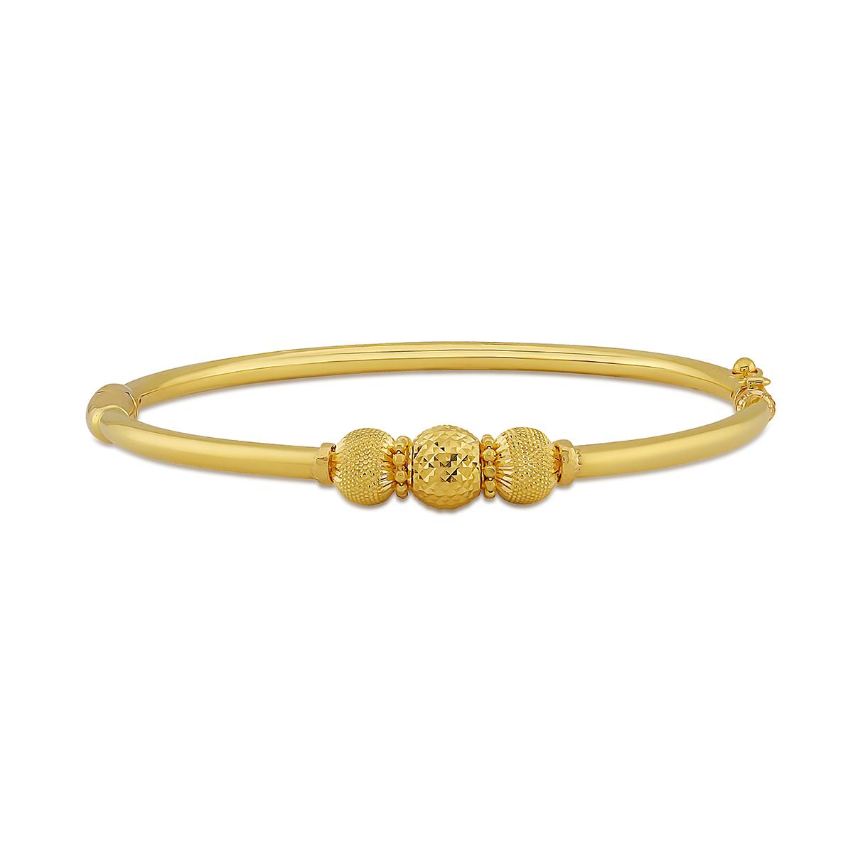 Gold Triple Ball Design Single Bangle