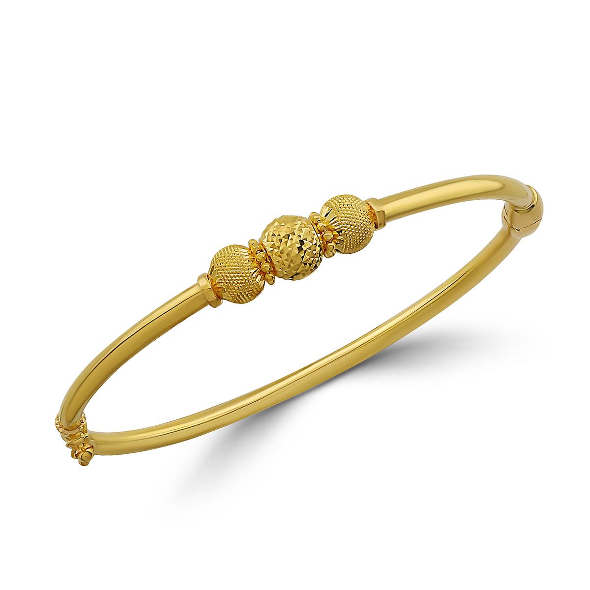 Gold Triple Ball Design Single Bangle Image