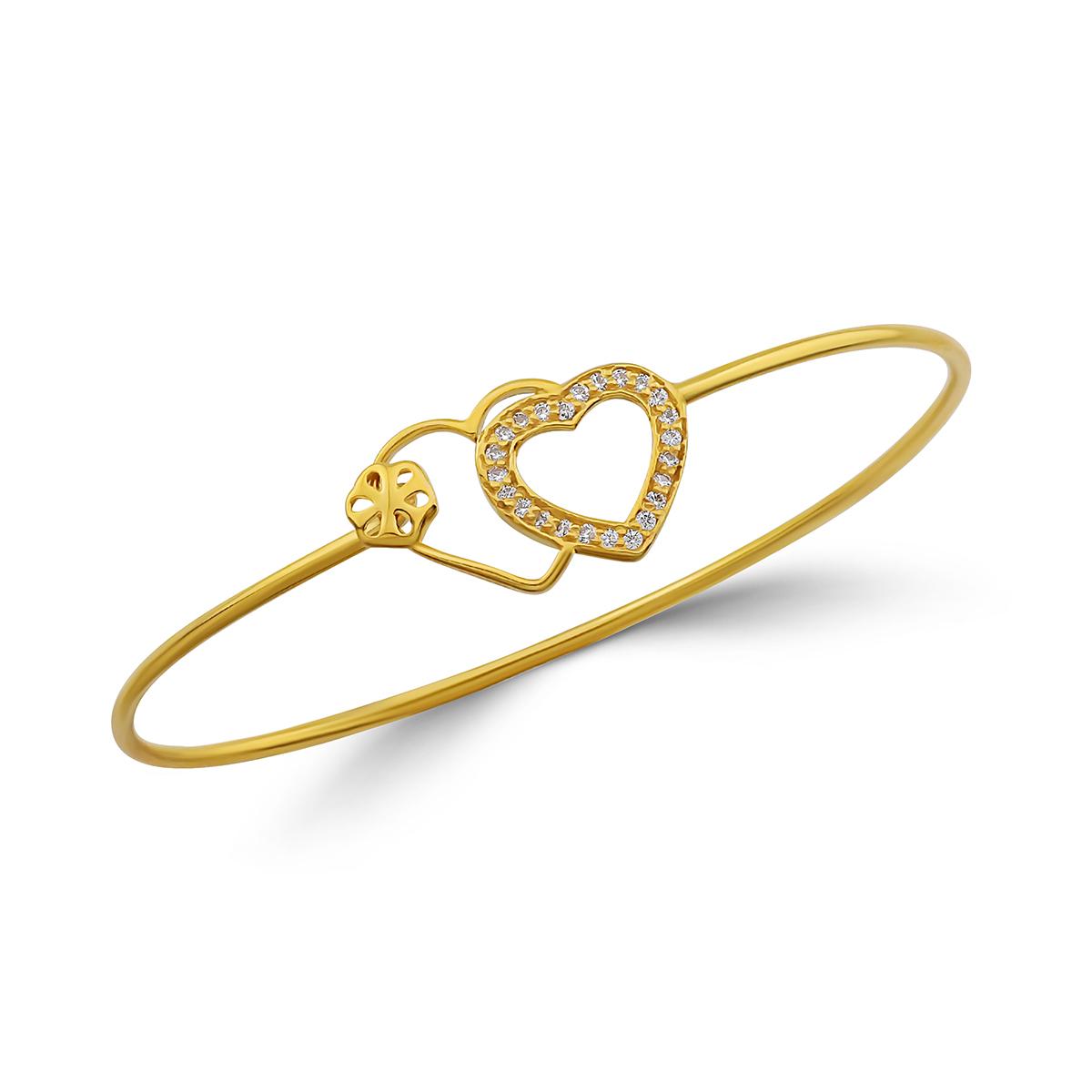 Double Heart Petal Design Single Bangle Image