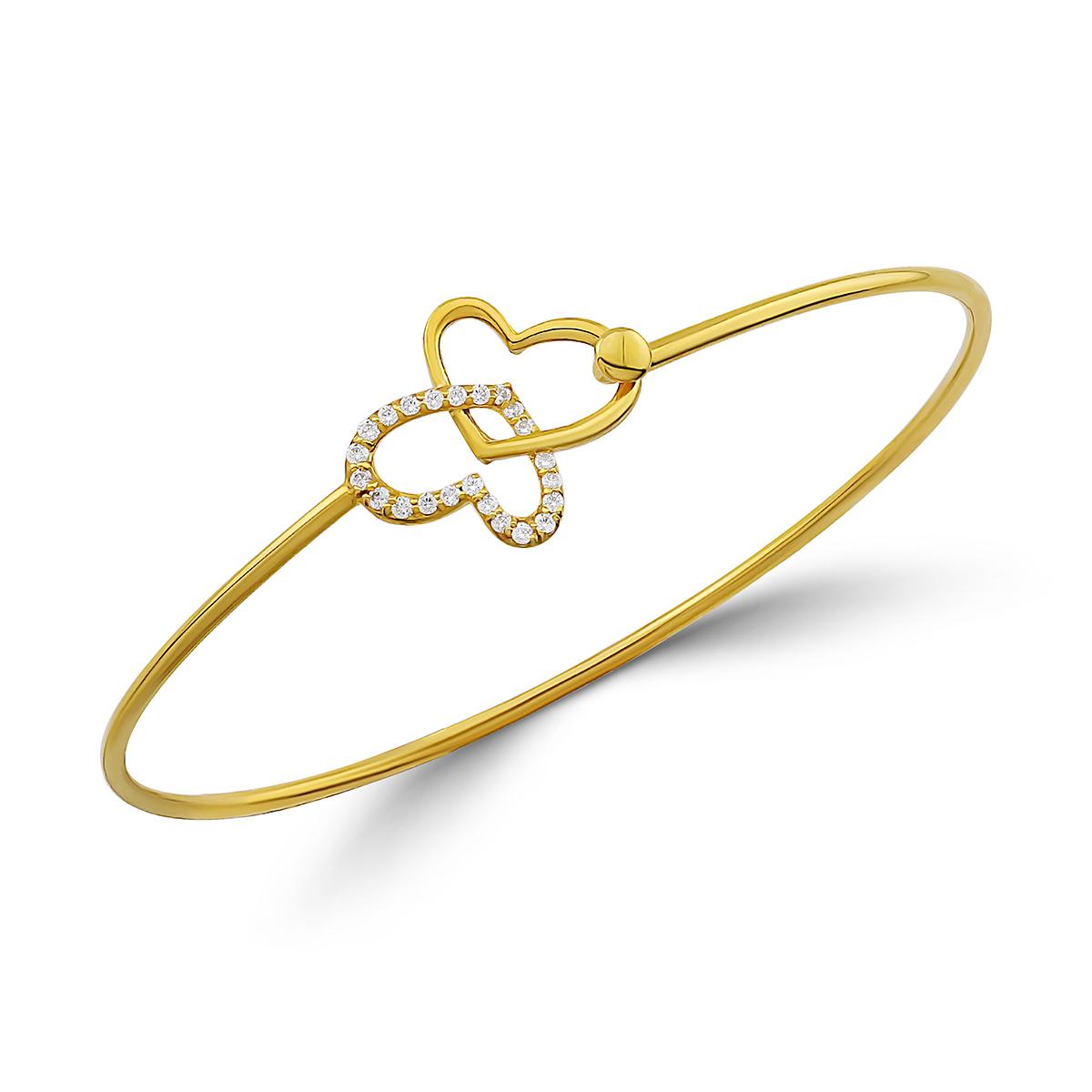 Gold and Cz Double Heart Bangle Image