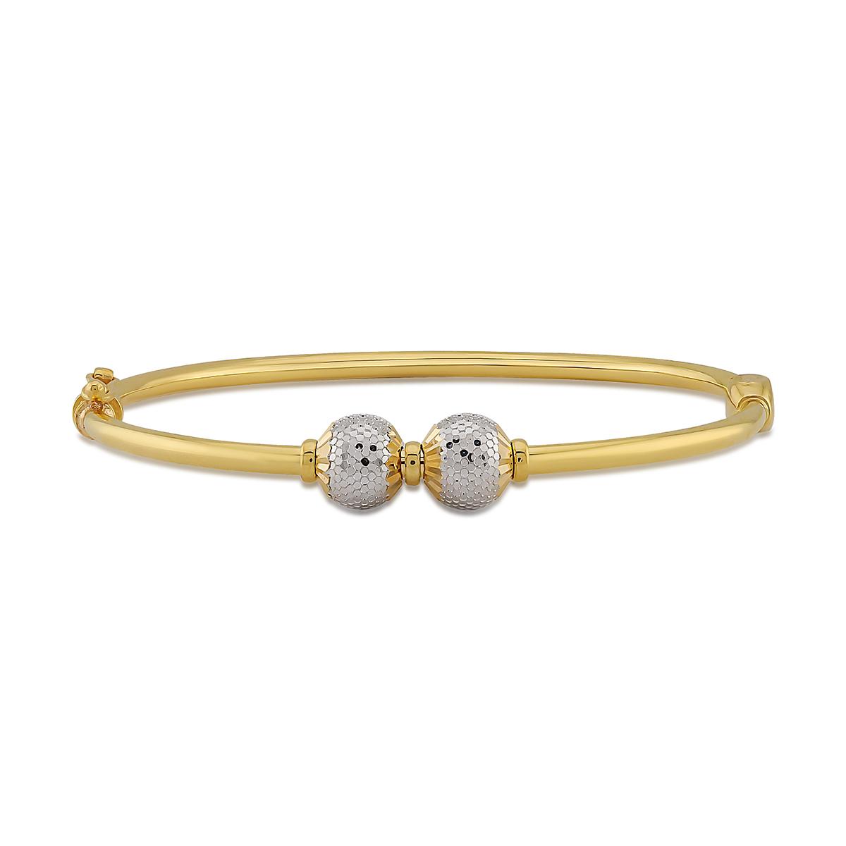 Double Rhodium Ball Single Bangle 