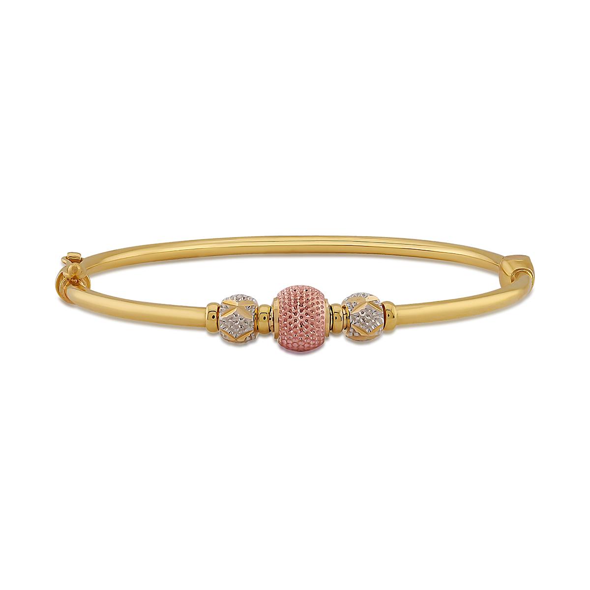Sparkle Cut Tri Gold Single Bangle
