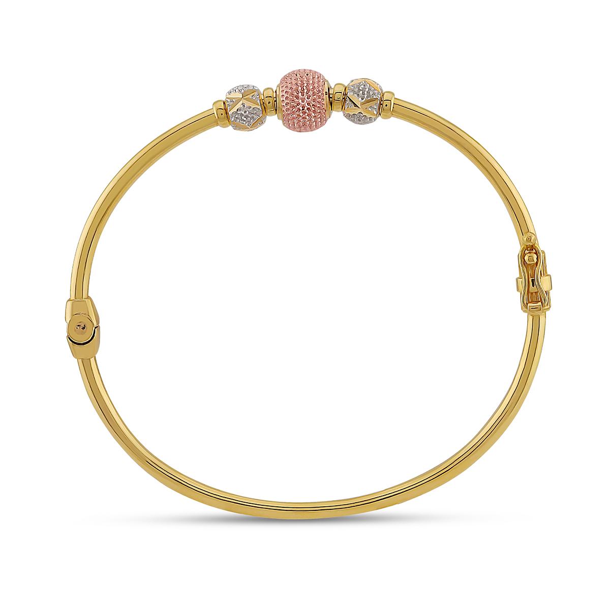 Sparkle Cut Tri Gold Single Bangle