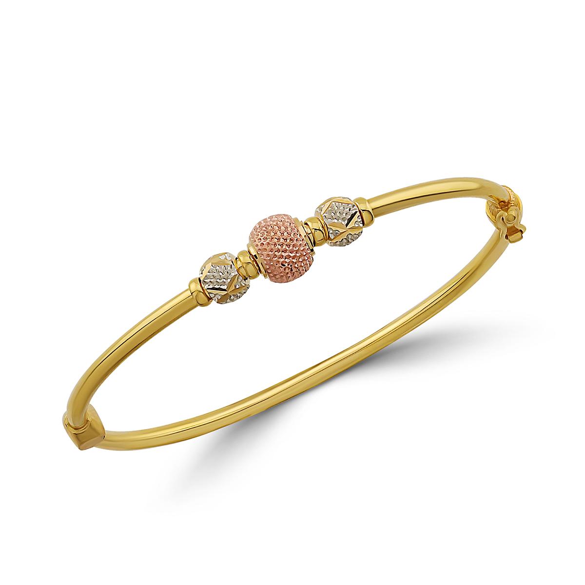 Sparkle Cut Tri Gold Single Bangle Image
