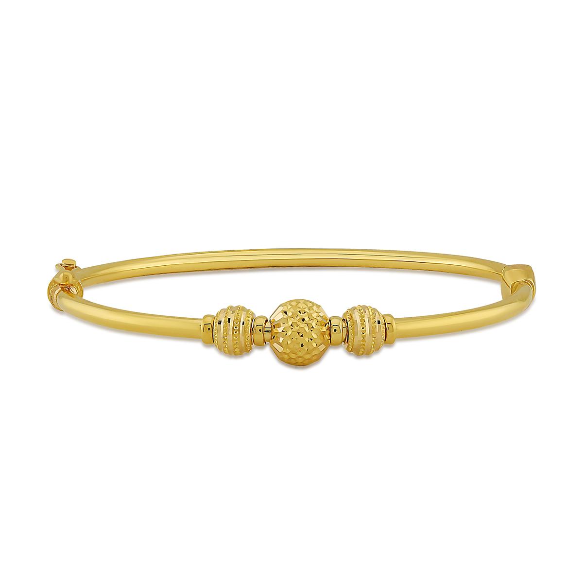 3 Ball Yellow Gold Ladies Bangle