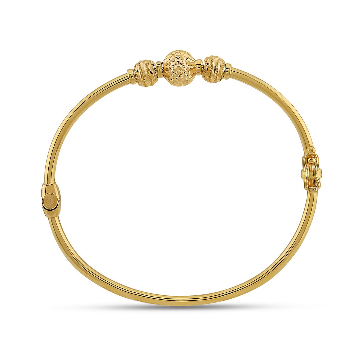 3 Ball Yellow Gold Ladies Bangle