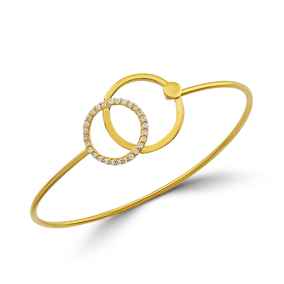 Gold and CZ Double O Single Bangle Image