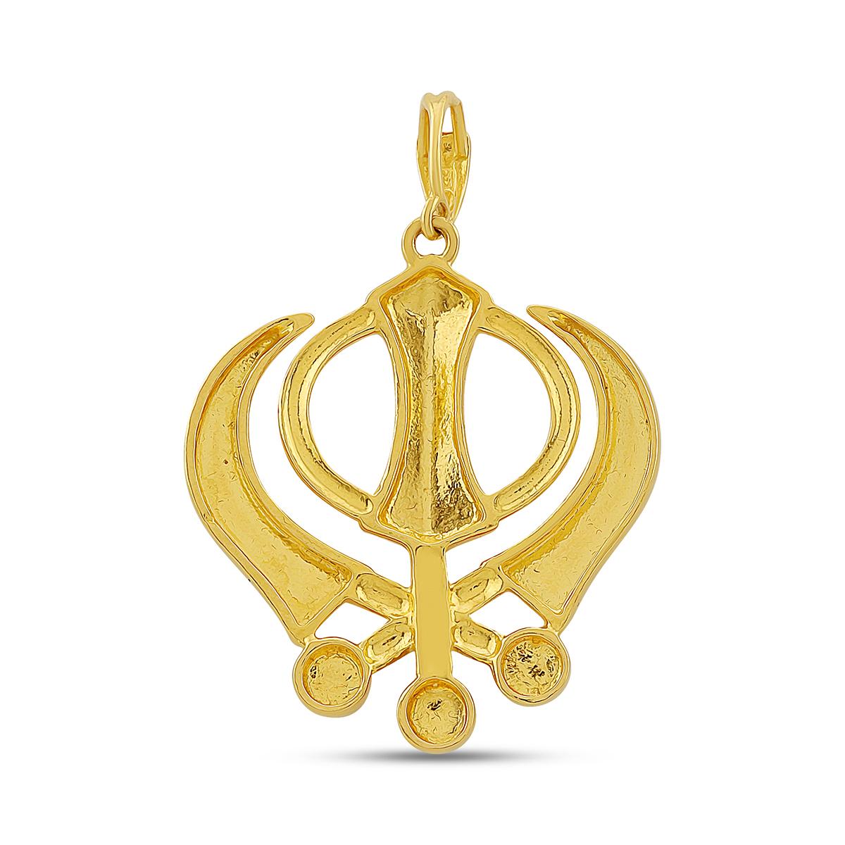Large Solid Gold Khanda Pendant 