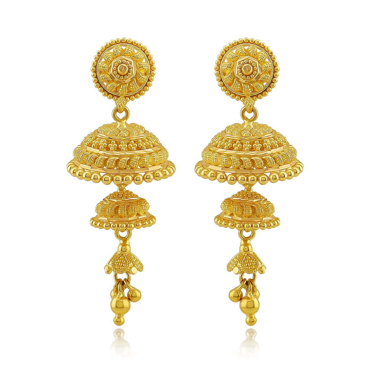 Traditional Indian Gold Jhumka Earrings Image