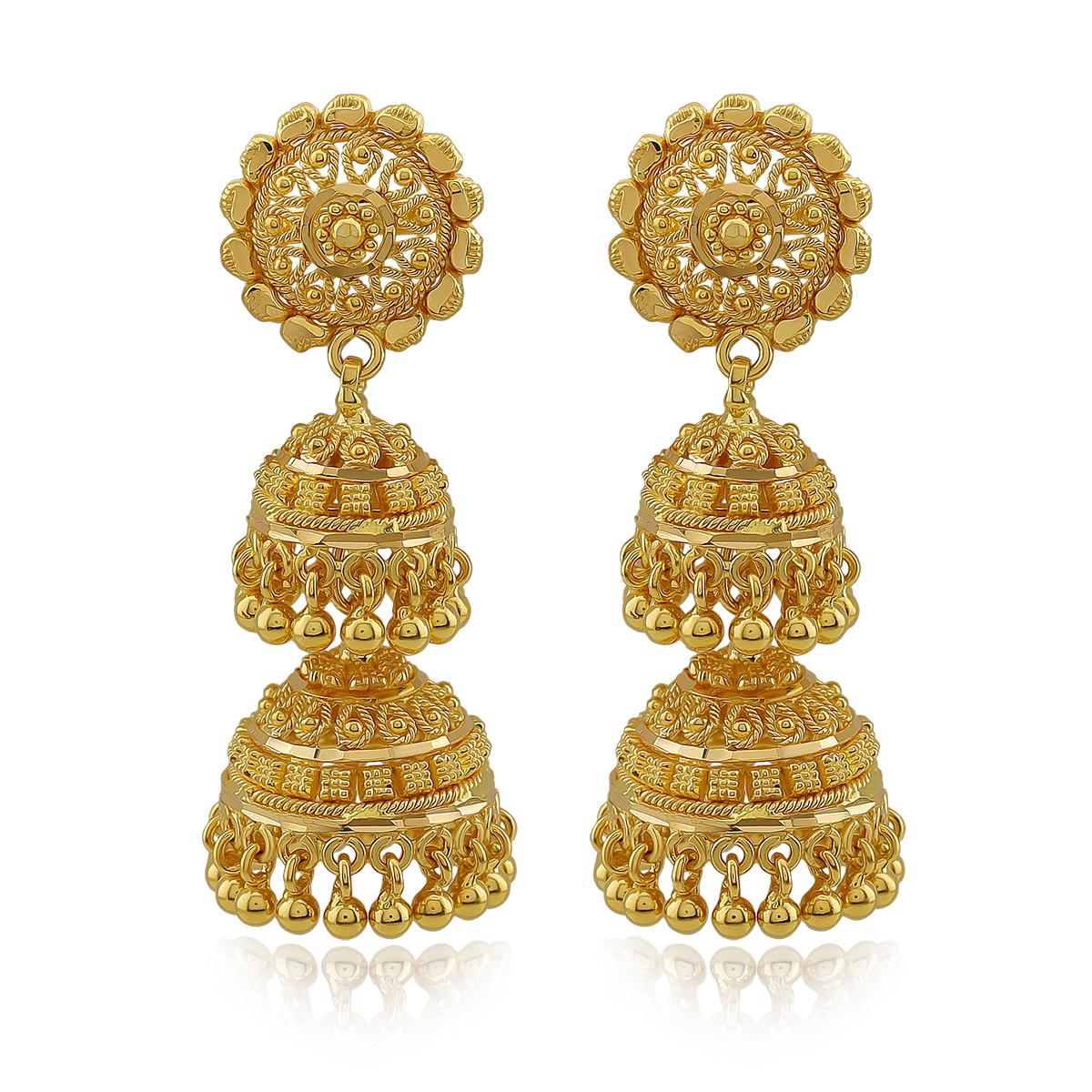 Double Layer Traditional 22ct Gold Jhumkas Image