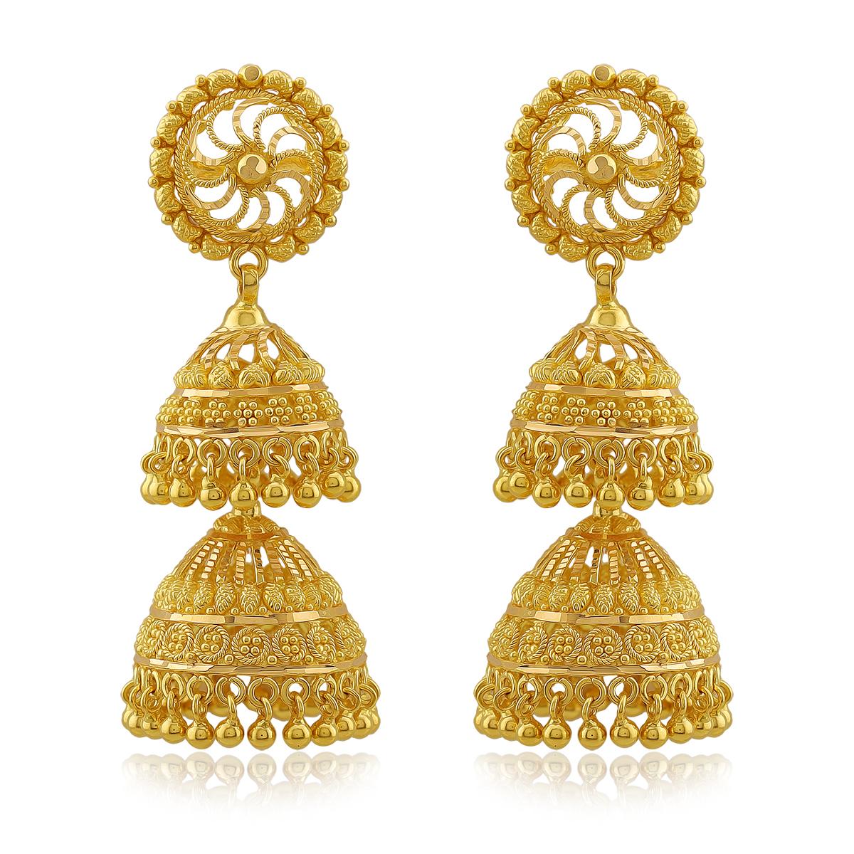 Double Layer Traditional 22ct Gold Jhumkas Image