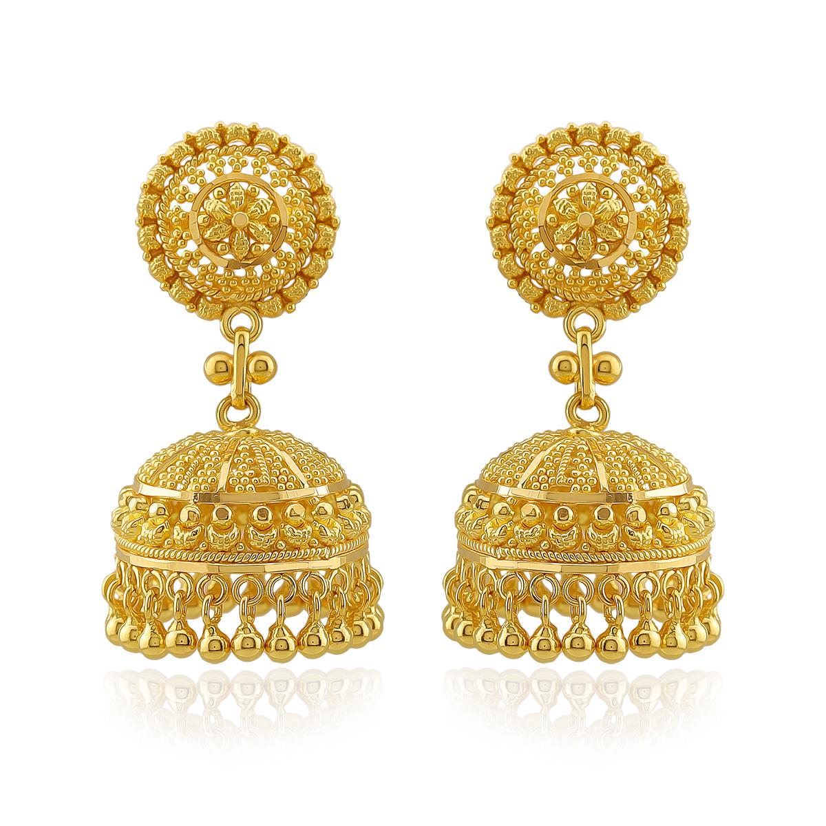 Classic 22ct Gold Bell Jhumka Earrings Image