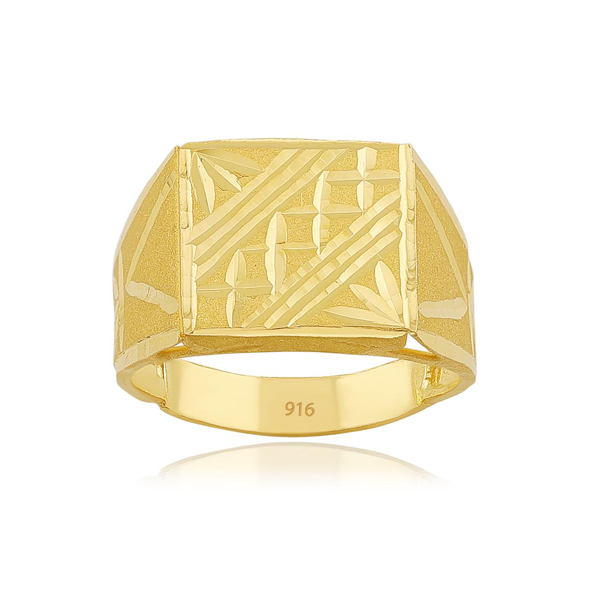 22ct Gold Textured Gents Ring Image