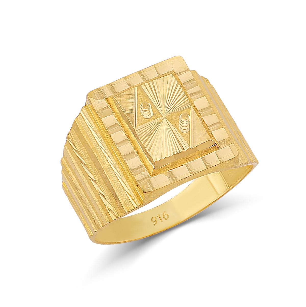 22ct Gold Engraved Gents Ring Image
