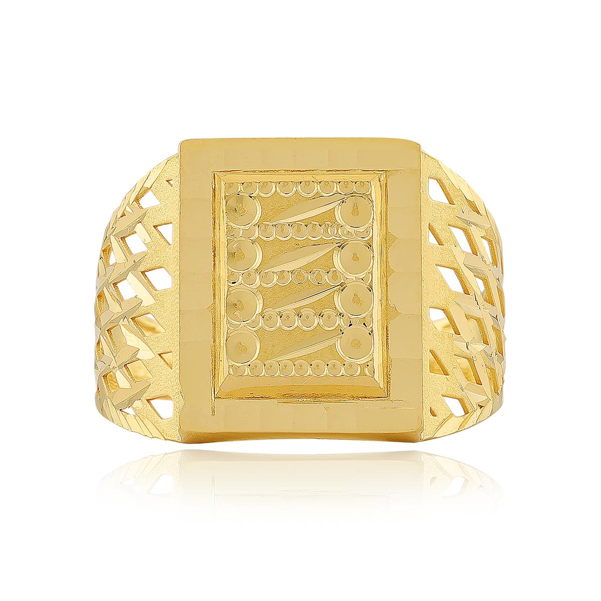 22ct Gold Geometric Gents Ring