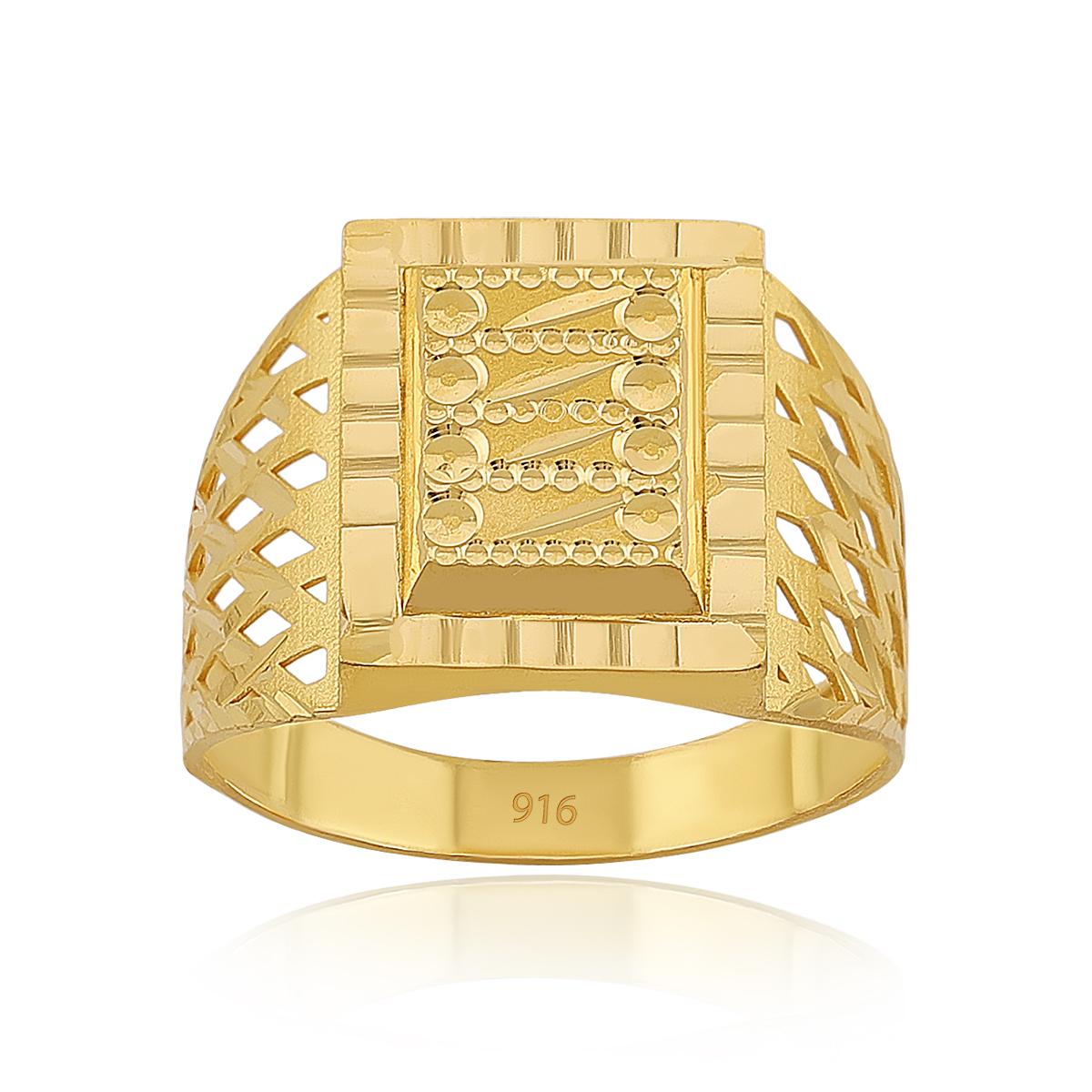 22ct Gold Geometric Gents Ring Image