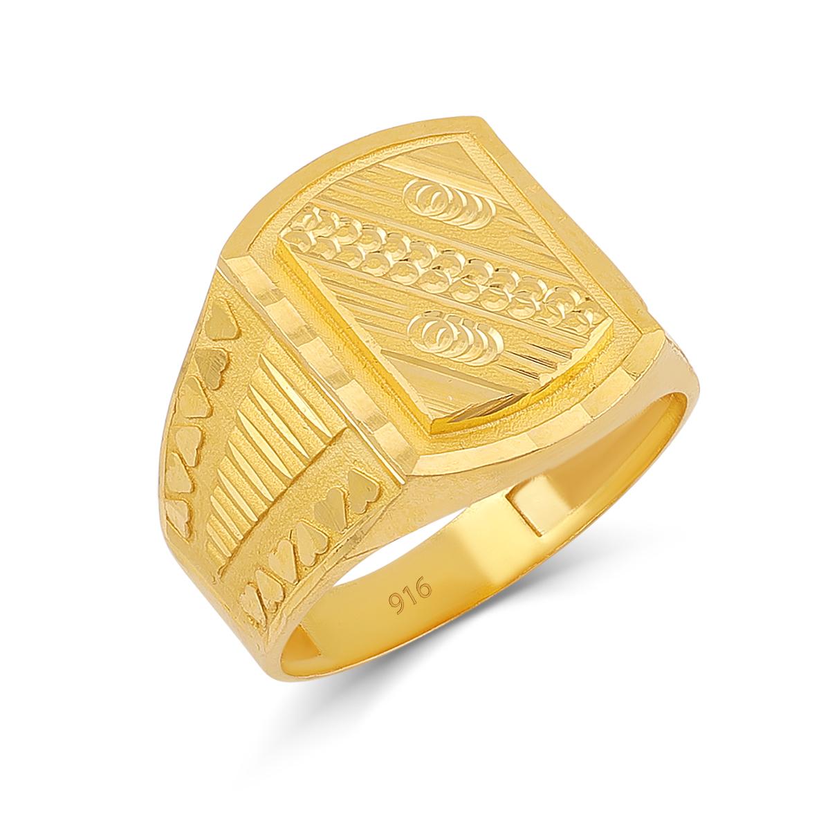22ct Gold Textured Gents Ring Image
