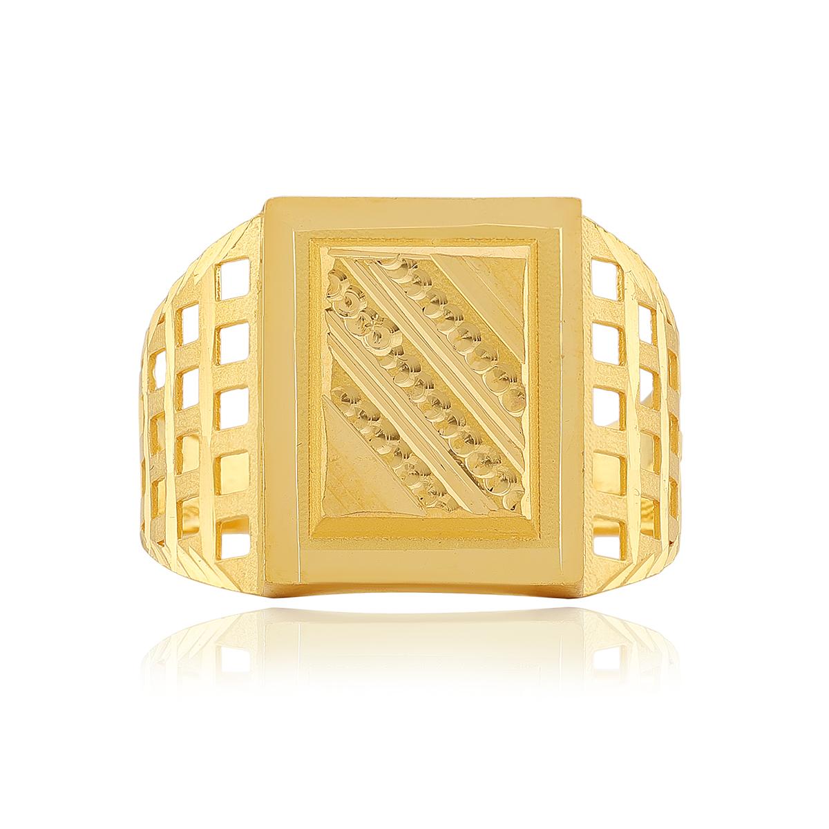 22ct Gold Diamond Cut Gents Ring