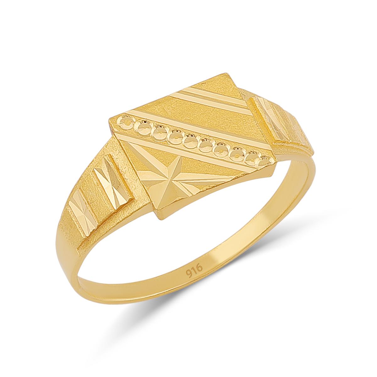 22ct Gold Patterned Gents Ring Image