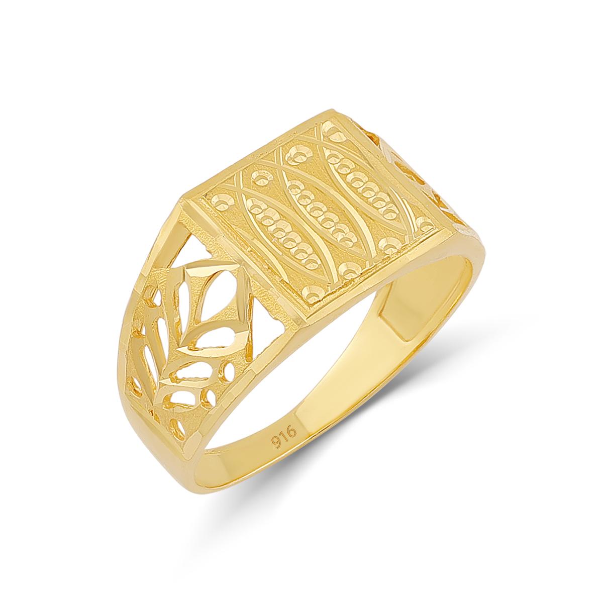 22ct Gold Geometric Gents Ring Image