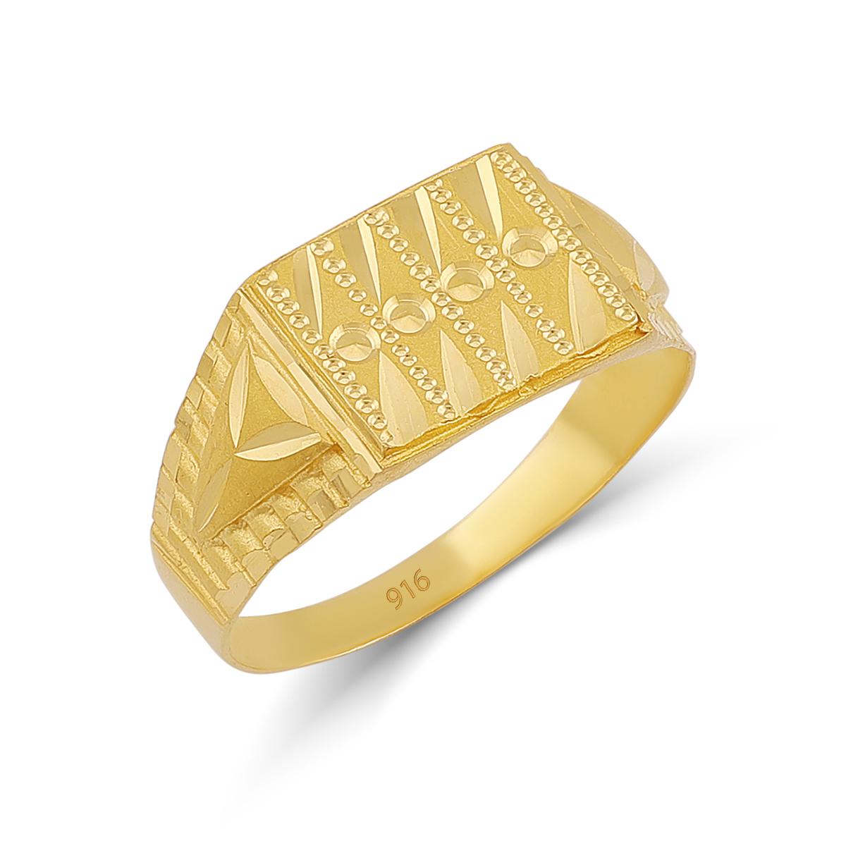 22ct Gold Ribbed Men’s Ring Image