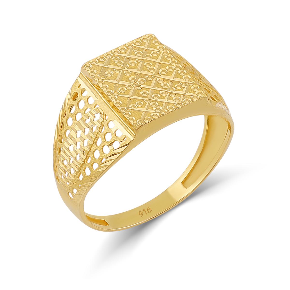 22ct Gold Textured Gents Ring Image