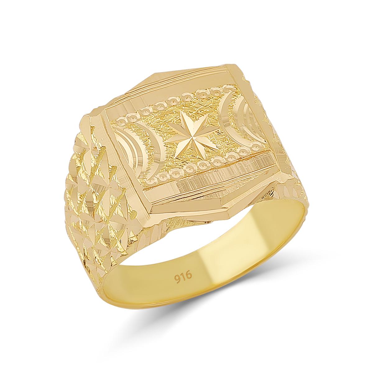 22ct Gold Ribbed Men’s Ring Image